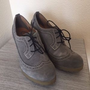 Grey Suede Doc Martens heeled brogues